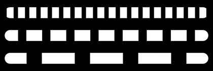 Three lines with increasingly long dashes and gaps