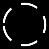 A dashed circle with one gap much narrower than the others