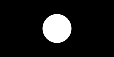 A white circle on a black background