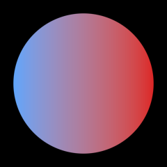 A circle with a gradient from blue to red