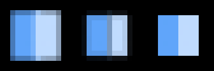 Two touching rectangles under each anti-aliasing style