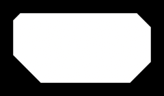 A rectangle with a different cut on each corner