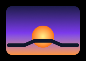 A sunrise drawn from a linear gradient, a radial gradient and a stroke