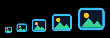 One SVG icon at five rising sizes