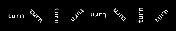 The word turn at eight angles around a full circle